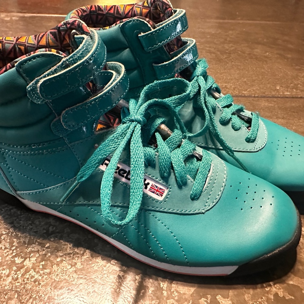 Reebok Classic Teal Freestyle High Top Sneaker Size 8 Women’s 80’s Retro Vintage